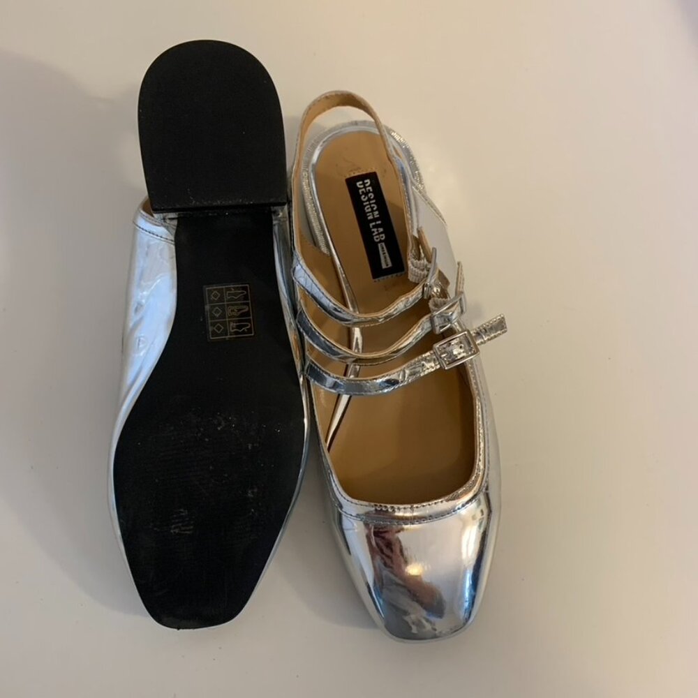 Design Lab Metallic Mary Janes Flats - Size 7 - Picture 6 of 9